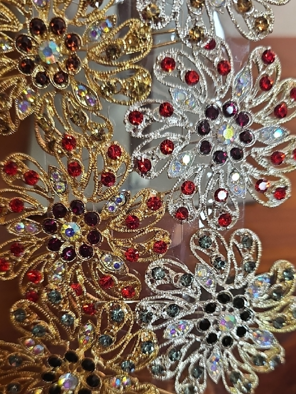Crystal Flower Hair Clips - Multicolor Decorative Set - Picture 6 of 10